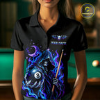 Custom Neon Flaming Grim Reaper 8 Ball Billiard Team Shirts Billiard League Jerseys
