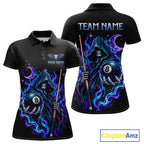 Custom Neon Flaming Grim Reaper 8 Ball Billiard Team Shirts Billiard League Jerseys