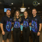 Custom Neon Flaming Grim Reaper 8 Ball Billiard Team Shirts Billiard League Jerseys