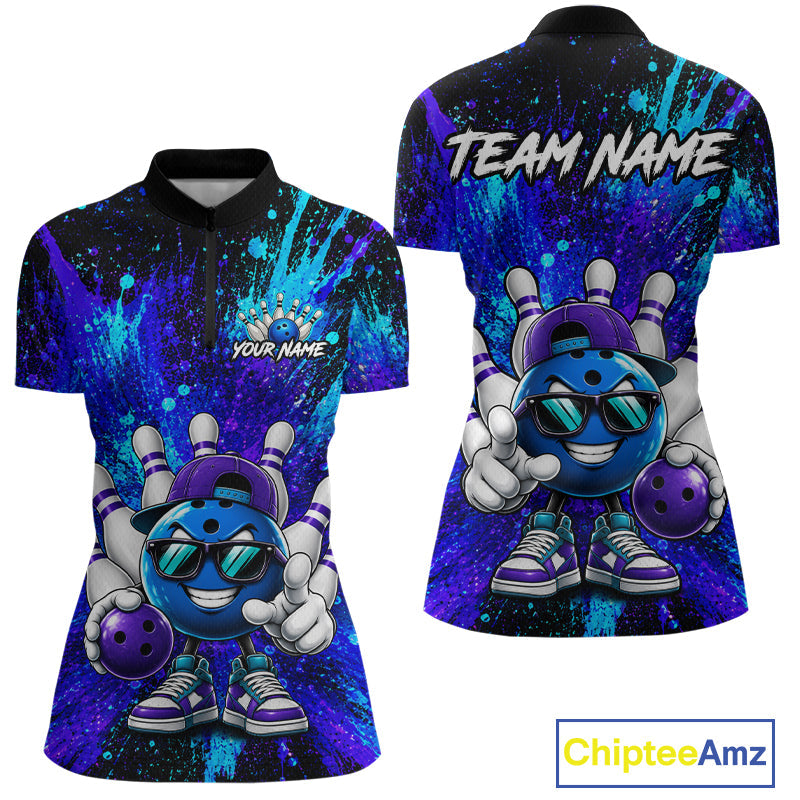 Funny Ball Bowling Custom Bowling Jersey Bowling Team Shirts Polo & 1/4 Zip