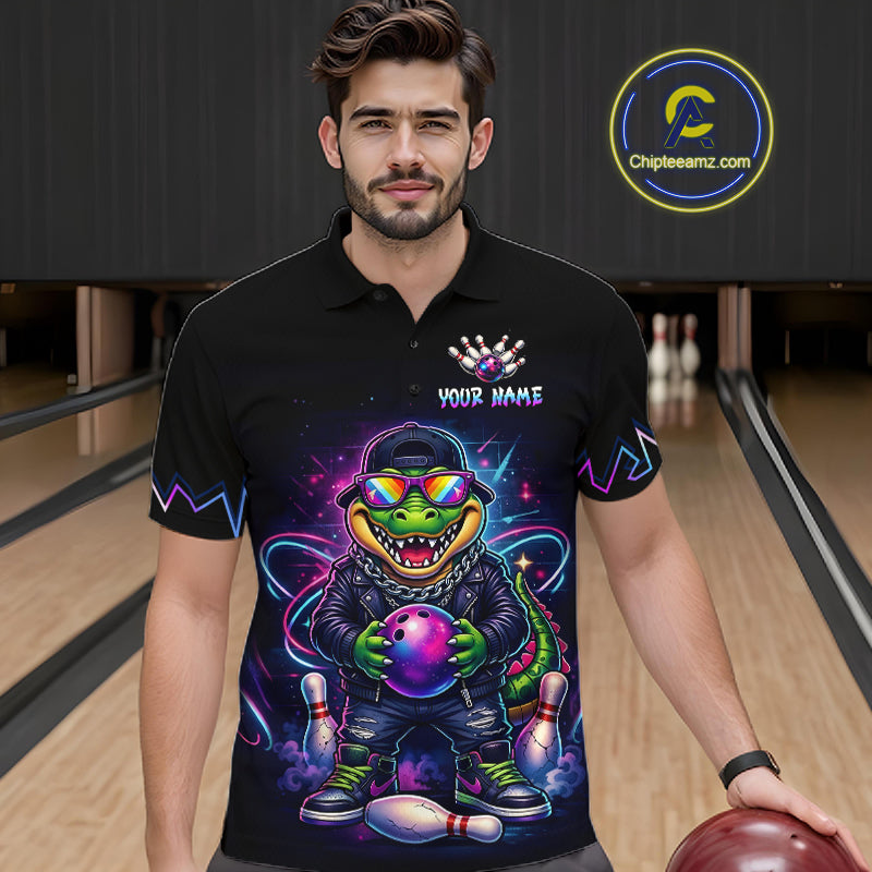 Custom Funny Neon Alligator Bowling Jersey Bowling League Bowling Team Shirts