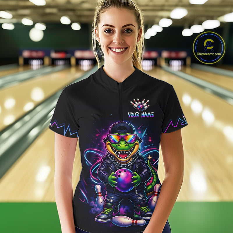 Custom Funny Neon Alligator Bowling Jersey Bowling League Bowling Team Shirts