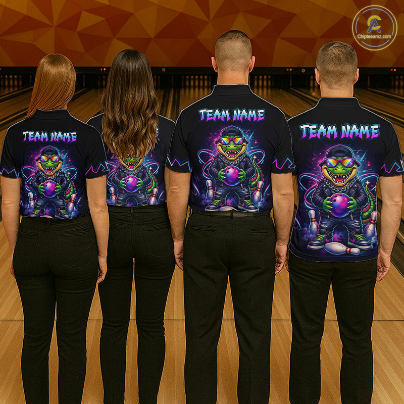 Custom Funny Neon Alligator Bowling Jersey Bowling League Bowling Team Shirts