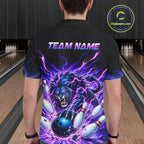 Custom Purple Flame Lion Bowling Team Shirts Bowling League Shirts Polo & 1/4 Zip