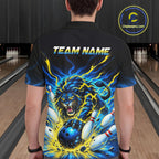 Custom Yellow Flame Lion Bowling Team Shirts Bowling League Shirts Polo & 1/4 Zip