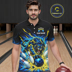 Custom Yellow Flame Lion Bowling Team Shirts Bowling League Shirts Polo & 1/4 Zip