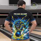 Custom Yellow Flame Lion Bowling Team Shirts Bowling League Shirts Polo & 1/4 Zip