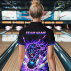 Custom Purple Flame Lion Bowling Team Shirts Bowling League Shirts Polo & 1/4 Zip