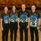Custom Yellow Flame Lion Bowling Team Shirts Bowling League Shirts Polo & 1/4 Zip