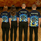Custom Yellow Flame Lion Bowling Team Shirts Bowling League Shirts Polo & 1/4 Zip