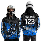 Custom Blue Motocross Jersey Hoodie Dirt Bike Motorcycle Hoodie