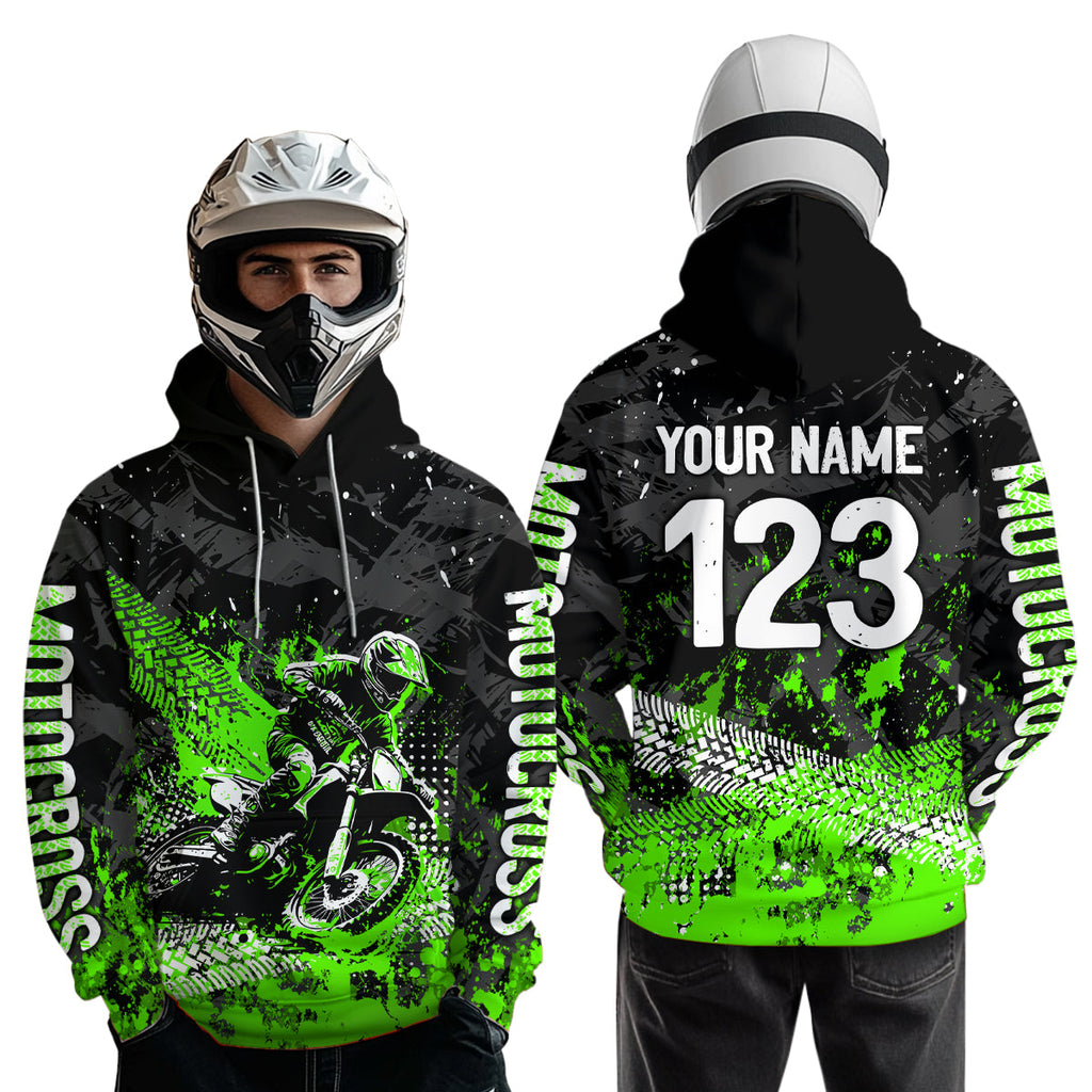 Custom Green Motocross Jersey Hoodie Dirt Bike Motorcycle Hoodie