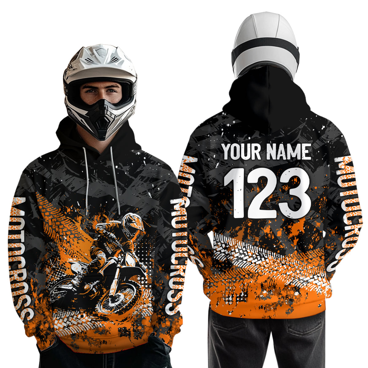 Custom Orange Motocross Jersey Hoodie Dirt Bike Motorcycle Hoodie