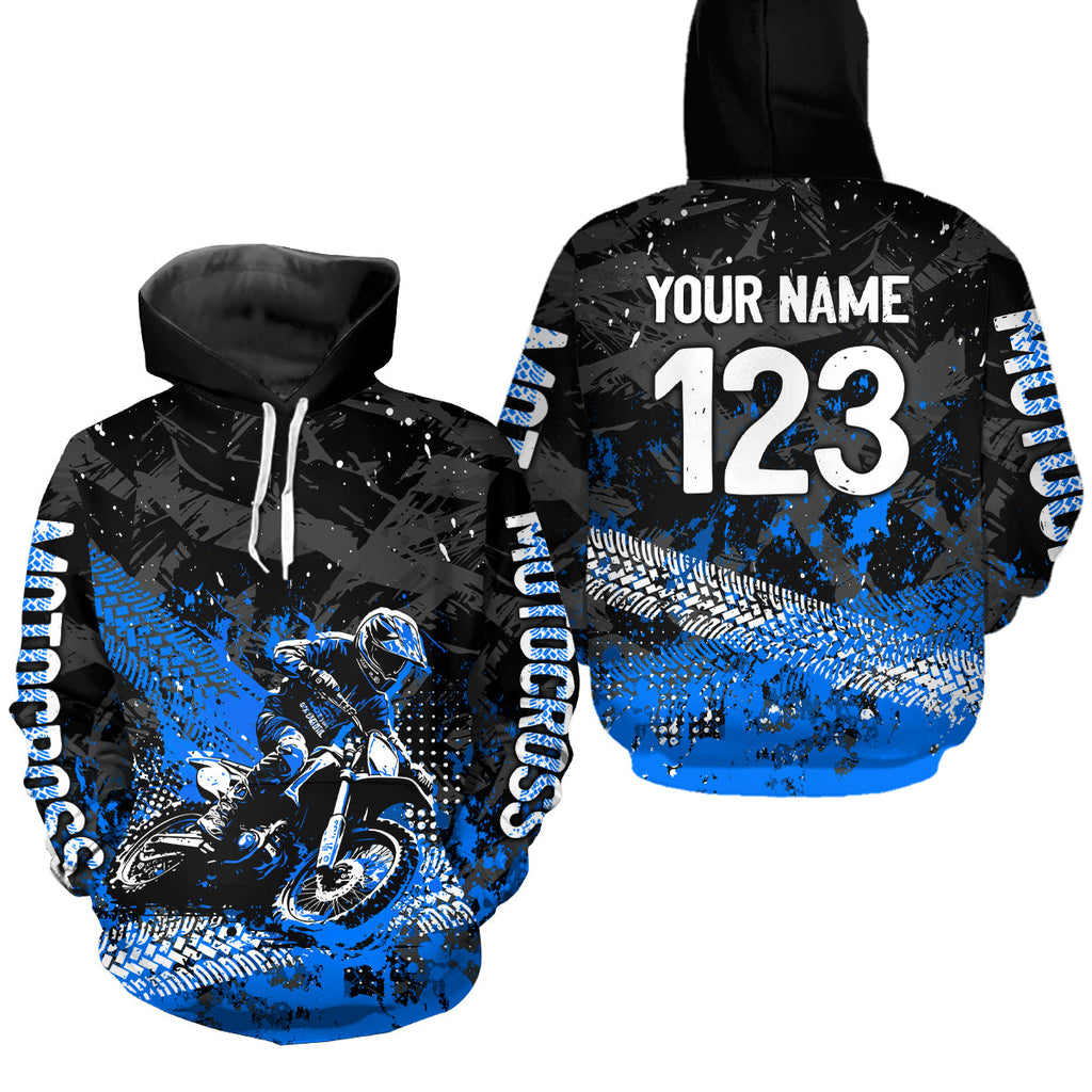 Custom Blue Motocross Jersey Hoodie Dirt Bike Motorcycle Hoodie
