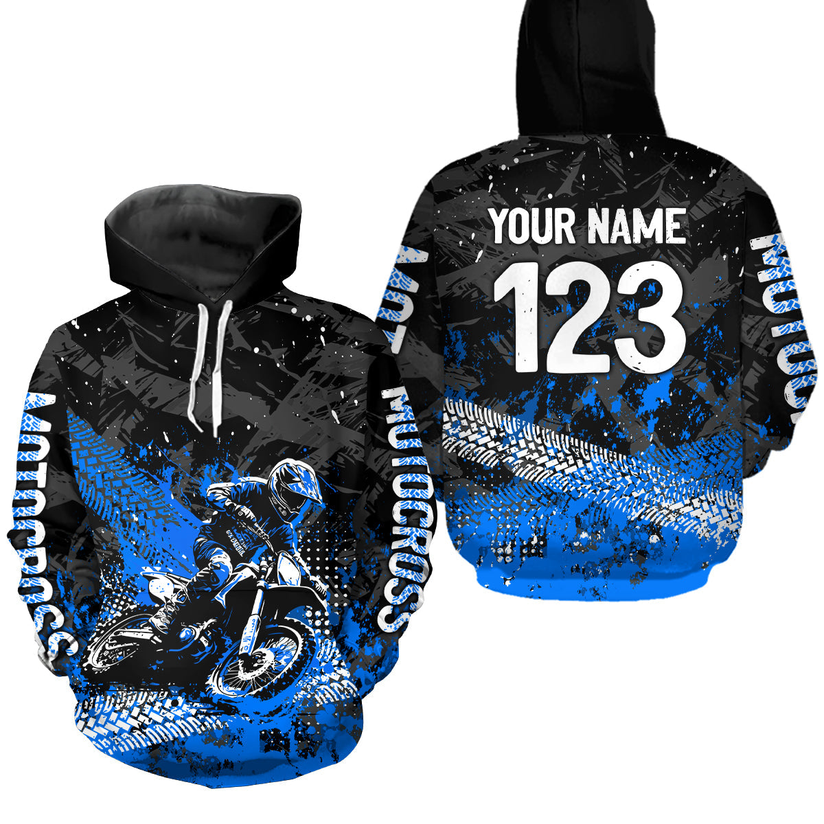 Custom Blue Motocross Jersey Hoodie Dirt Bike Motorcycle Hoodie