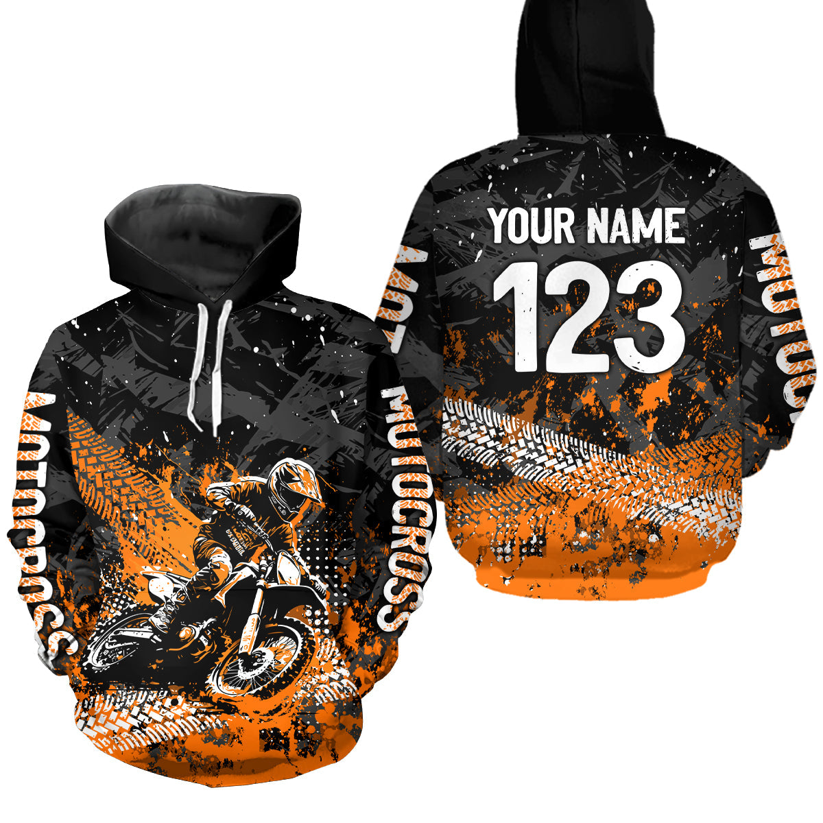 Custom Orange Motocross Jersey Hoodie Dirt Bike Motorcycle Hoodie