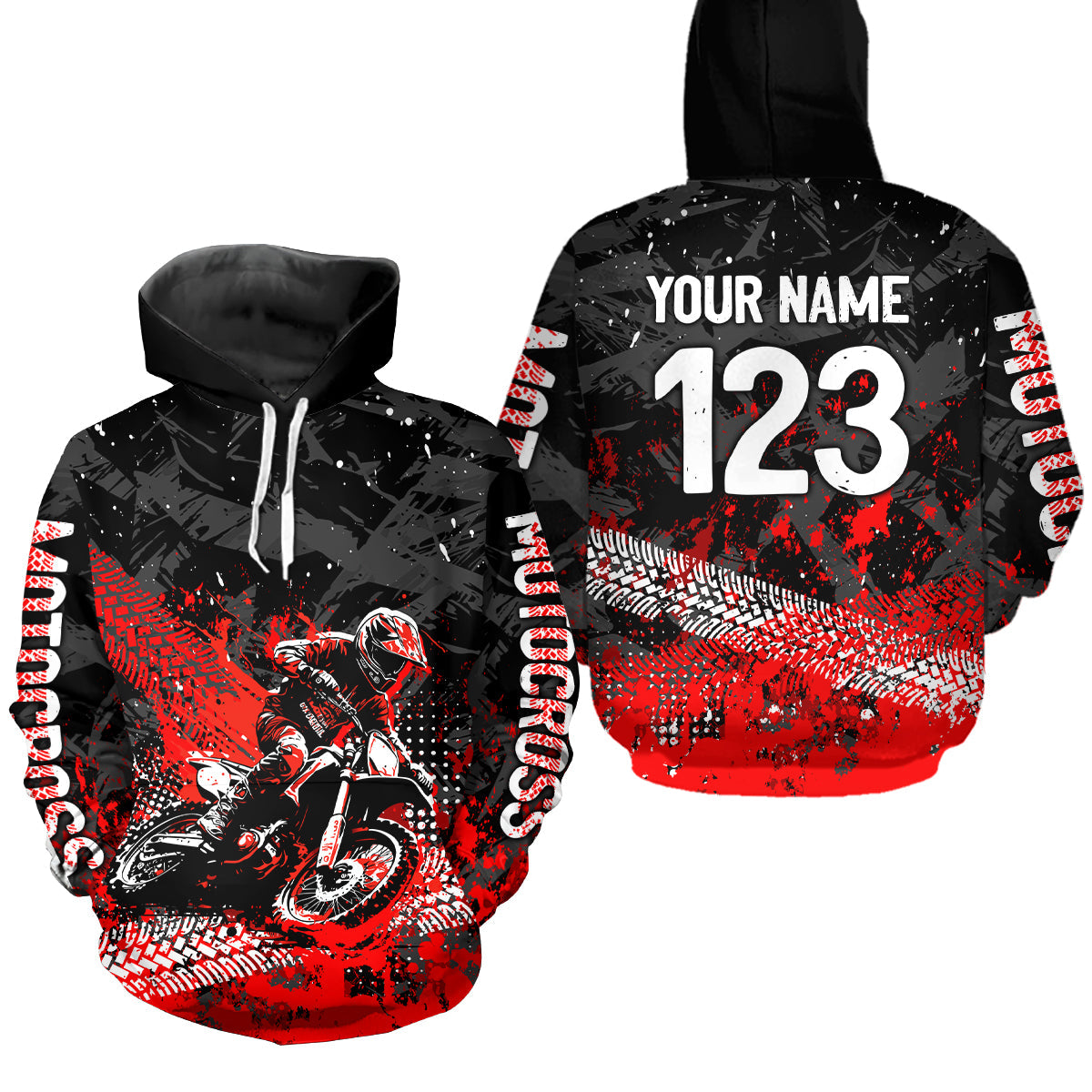 Custom Red Motocross Jersey Hoodie Dirt Bike Motorcycle Hoodie