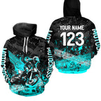 Custom Turquoise Motocross Jersey Hoodie Dirt Bike Motorcycle Hoodie