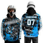 Custom Blue Racing Motocross Hoodie Dirt Bike Motorcycle Hoodie