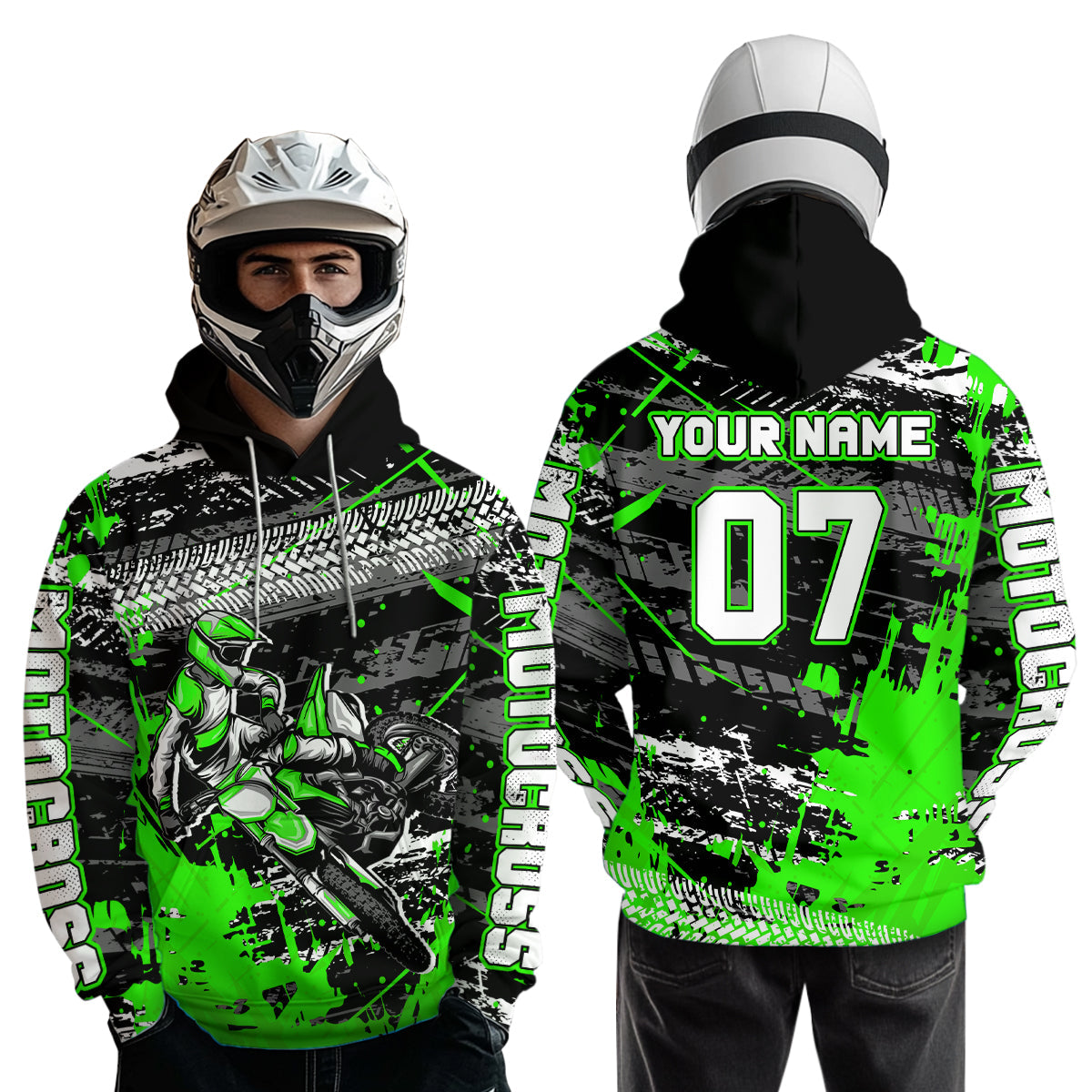 Custom Green Racing Motocross Hoodie Dirt Bike Motorcycle Hoodie