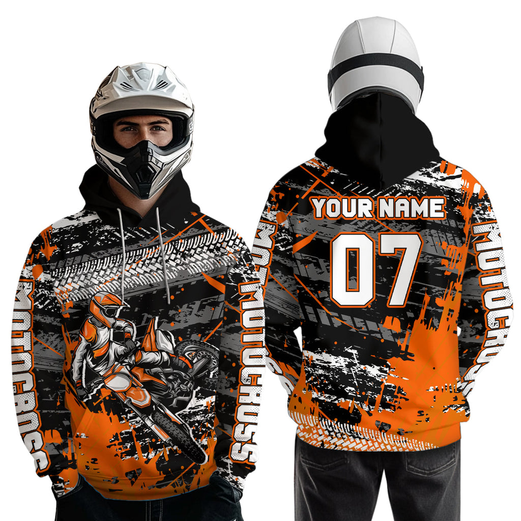 Custom Orange Racing Motocross Hoodie Dirt Bike Motorcycle Hoodie