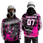 Custom Pink Racing Motocross Hoodie Dirt Bike Motorcycle Hoodie