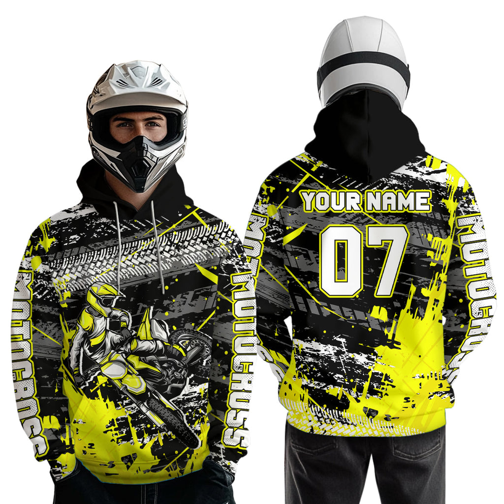 Custom Yellow Racing Motocross Hoodie Dirt Bike Motorcycle Hoodie