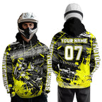 Custom Yellow Racing Motocross Hoodie Dirt Bike Motorcycle Hoodie