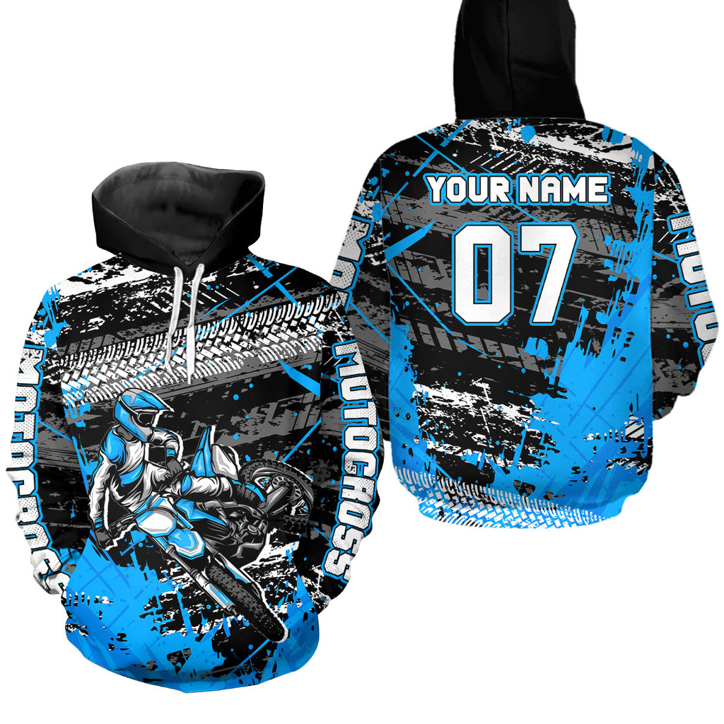 Custom Blue Racing Motocross Hoodie Dirt Bike Motorcycle Hoodie