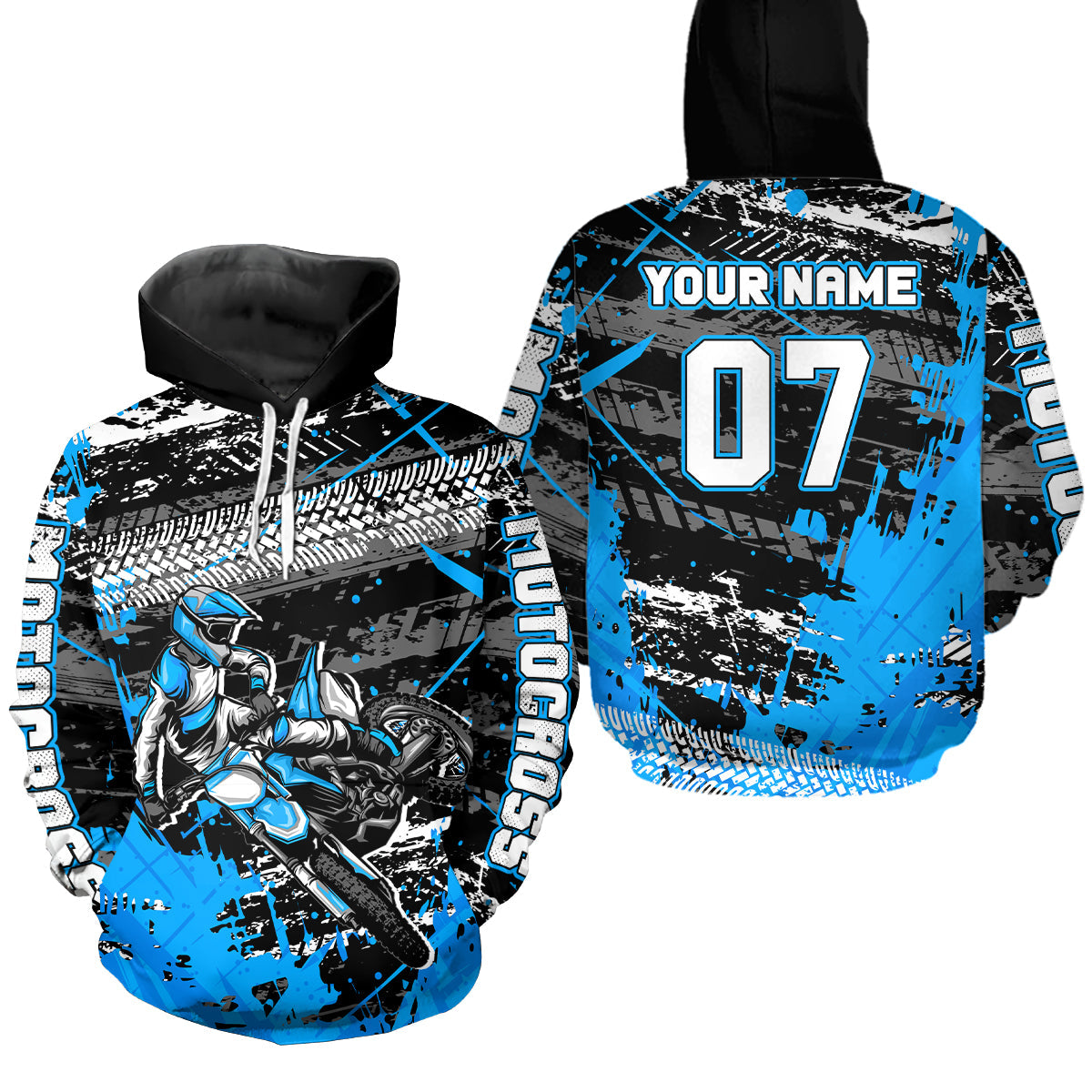 Custom Blue Racing Motocross Hoodie Dirt Bike Motorcycle Hoodie