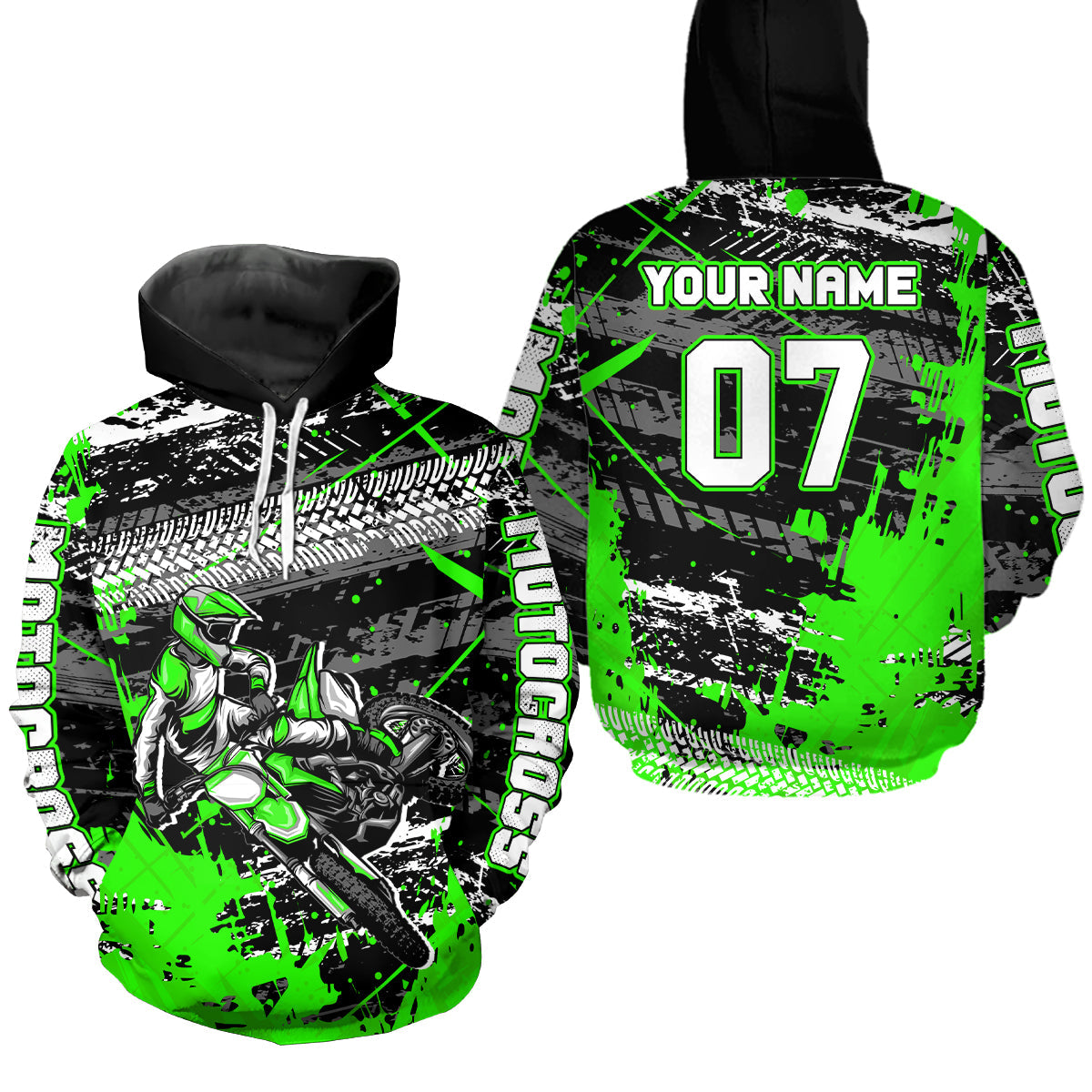 Custom Green Racing Motocross Hoodie Dirt Bike Motorcycle Hoodie
