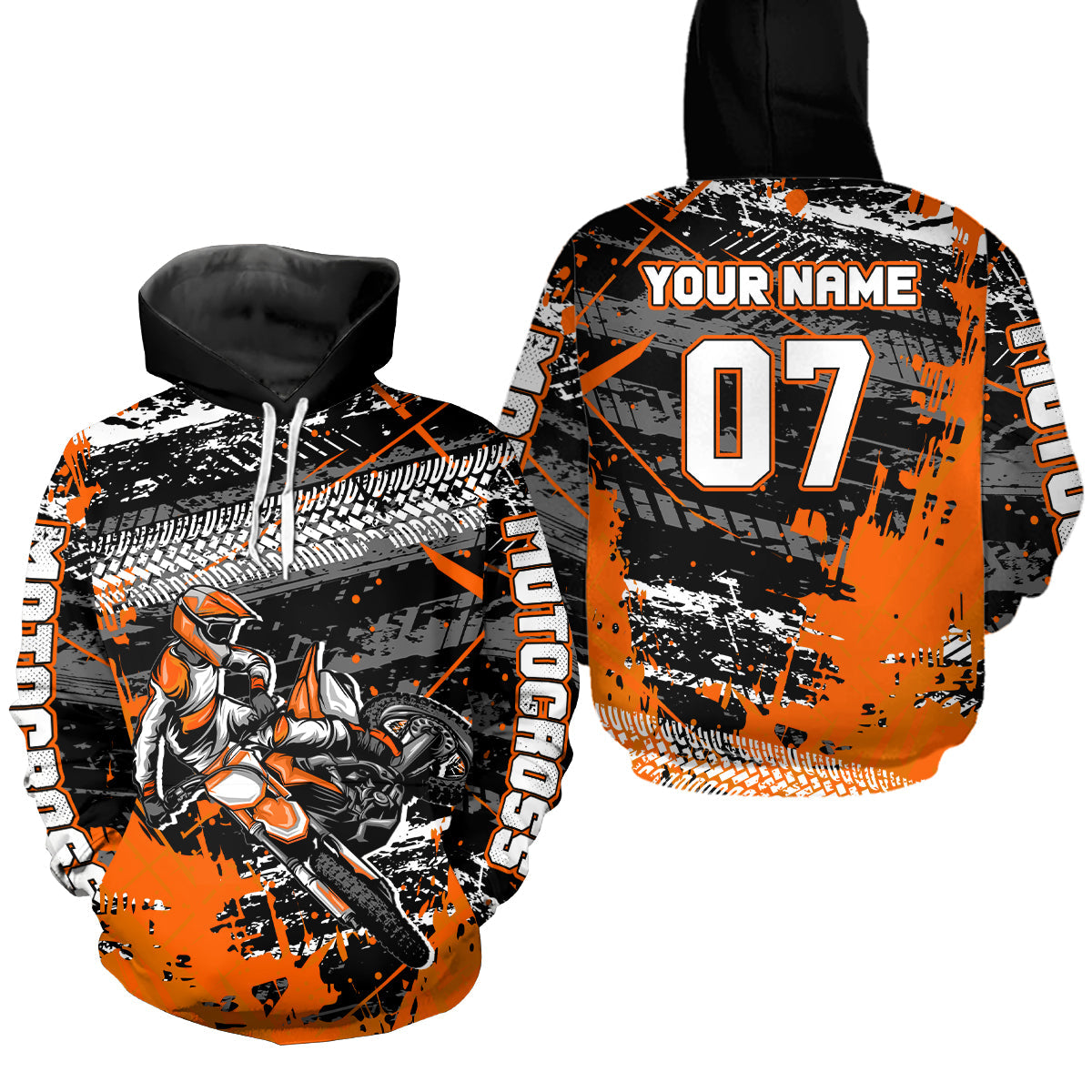 Custom Orange Racing Motocross Hoodie Dirt Bike Motorcycle Hoodie