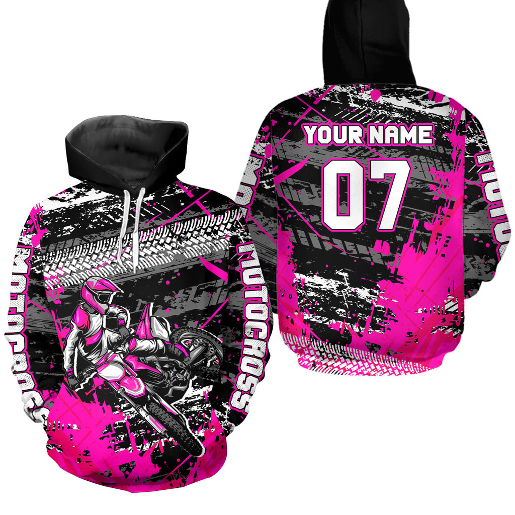 Custom Pink Racing Motocross Hoodie Dirt Bike Motorcycle Hoodie