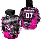 Custom Pink Racing Motocross Hoodie Dirt Bike Motorcycle Hoodie
