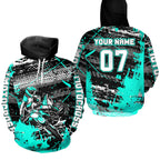 Custom Turquoise Racing Motocross Hoodie Dirt Bike Motorcycle Hoodie