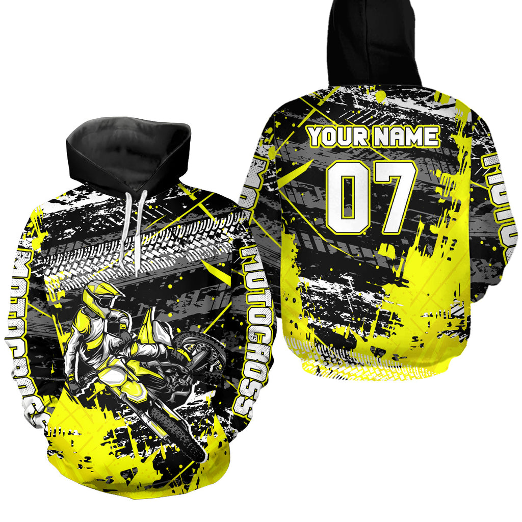 Custom Yellow Racing Motocross Hoodie Dirt Bike Motorcycle Hoodie