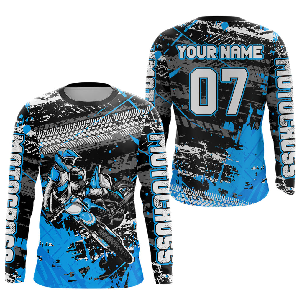 Blue Motocross Jersey Racing Custom Dirt Bike Shirts +