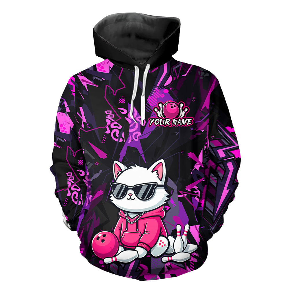 Custom Funny Cat Bowling Bowling Hoodie Bowling Team Hoodie