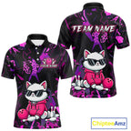 Custom Funny Cat Bowling Bowling Jersey Bowling Team Shirts Polo & 1/4 Zip