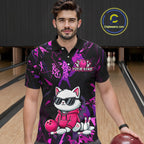 Custom Funny Cat Bowling Bowling Jersey Bowling Team Shirts Polo & 1/4 Zip