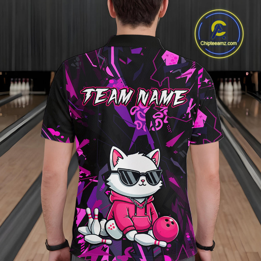 Custom Funny Cat Bowling Bowling Jersey Bowling Team Shirts Polo & 1/4 Zip