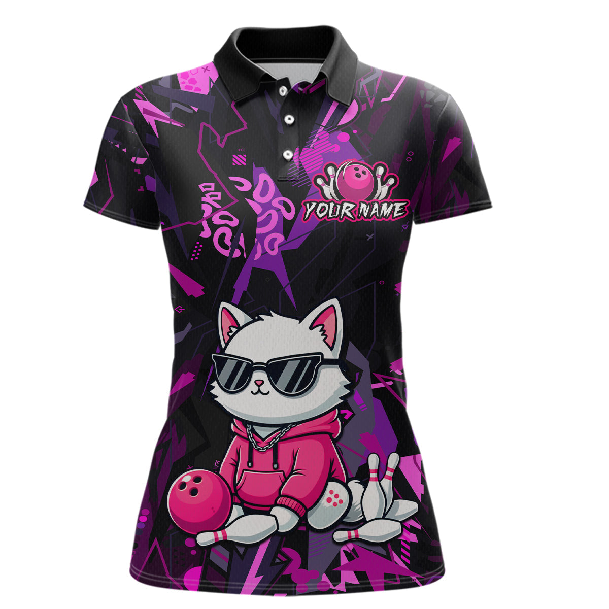 Custom Funny Cat Bowling Bowling Jersey Bowling Team Shirts Polo & 1/4 Zip
