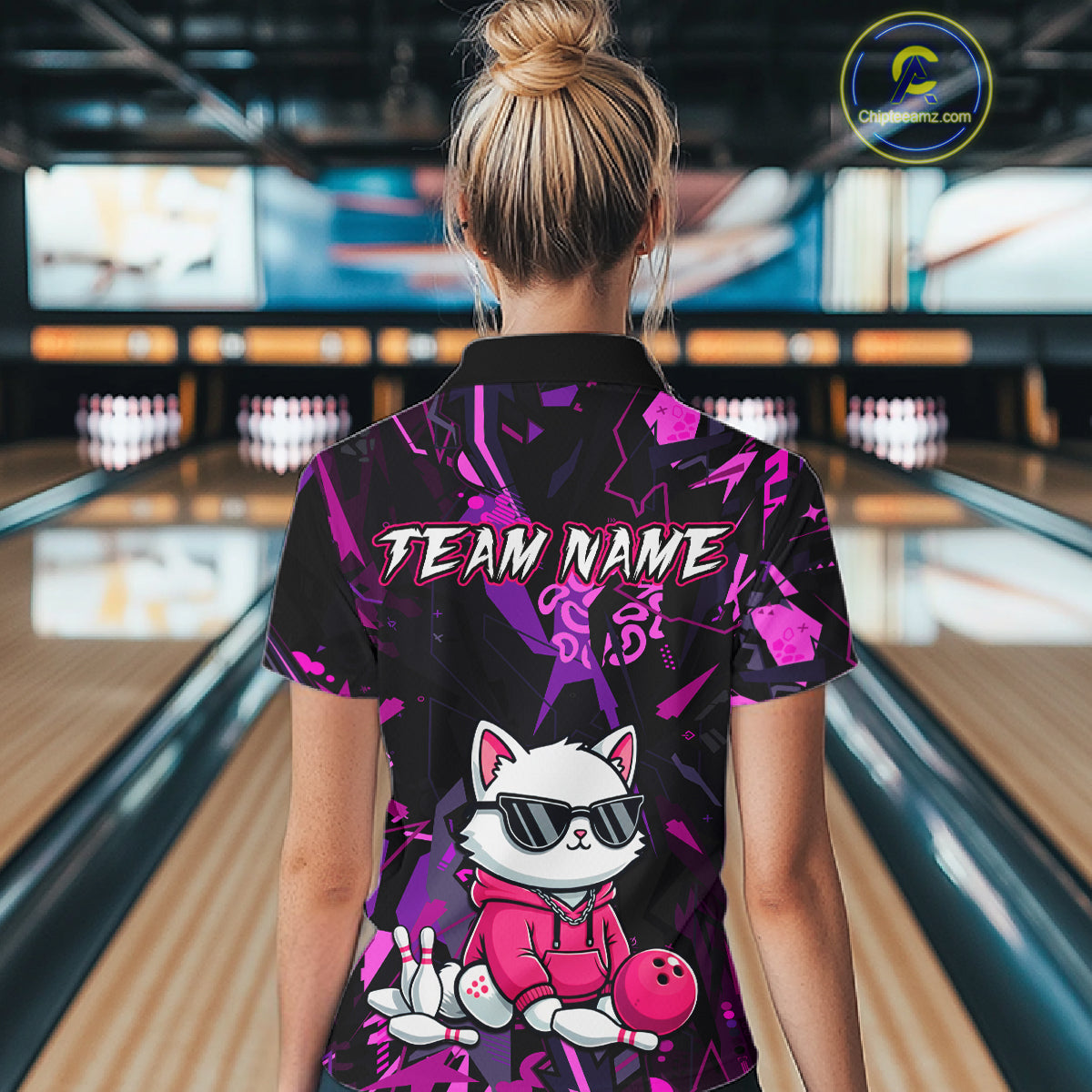 Custom Funny Cat Bowling Bowling Jersey Bowling Team Shirts Polo & 1/4 Zip