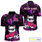 Custom Funny Cat Bowling Bowling Jersey Bowling Team Shirts Polo & 1/4 Zip