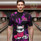 Custom Funny Cat Bowling Bowling Jersey Bowling Team Shirts Polo & 1/4 Zip