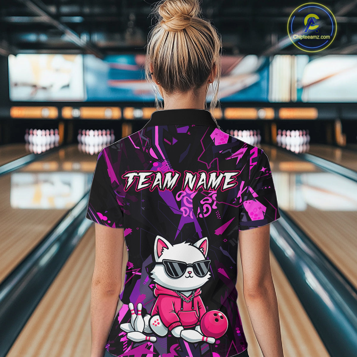 Custom Funny Cat Bowling Bowling Jersey Bowling Team Shirts Polo & 1/4 Zip