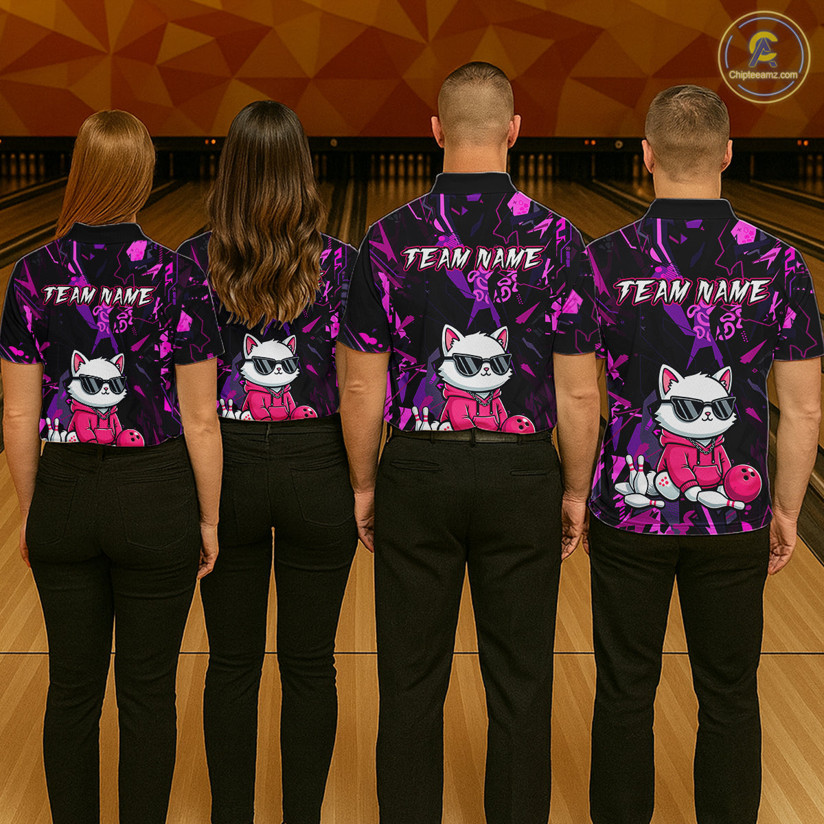 Custom Funny Cat Bowling Bowling Jersey Bowling Team Shirts Polo & 1/4 Zip