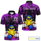 Custom Purple Funny Chick Bowling Team Shirts Chicken Bowling League Polo & 1/4 Zip