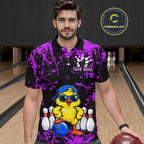 Custom Purple Funny Chick Bowling Team Shirts Chicken Bowling League Polo & 1/4 Zip