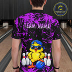Custom Purple Funny Chick Bowling Team Shirts Chicken Bowling League Polo & 1/4 Zip